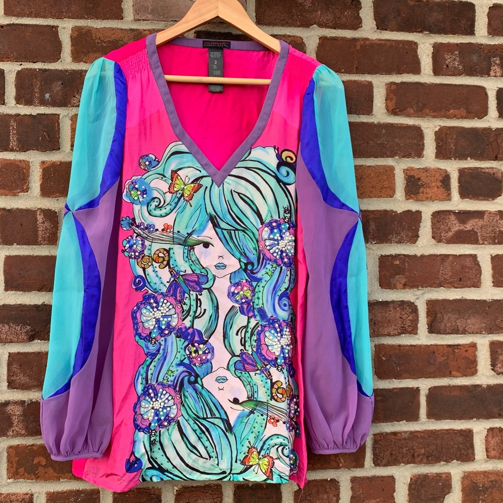 Custo Barcelona silk flowy shirt. Medium.